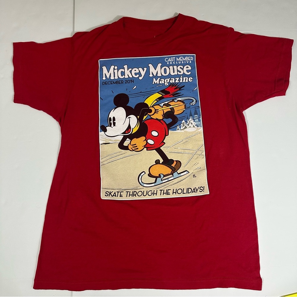 Disney Parks Mickey Mouse Cast Member Exclusive Holiday T-Shirt. Red, Women’s M